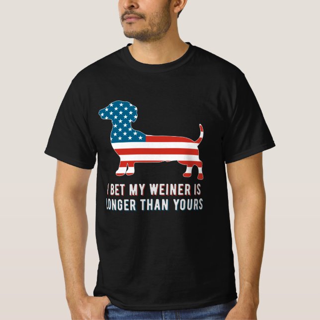 Ich wette, mein Weiner ist länger als Ihr USA-Patr T-Shirt (Vorderseite)