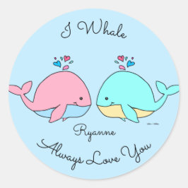 Ich whale immer Liebe Sie Niedlich Kawaii Baby Blu Runder Aufkleber