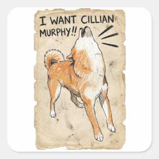 Ich will Cillian Murphy – Fangirl Shiba Inu Quadratischer Aufkleber