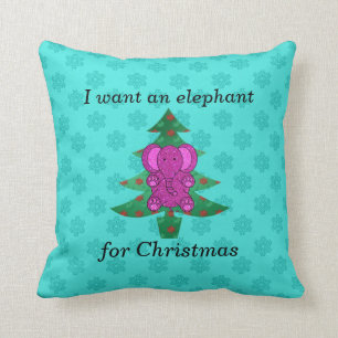 Ich will einen Elefanten für Weihnachtslila Kissen