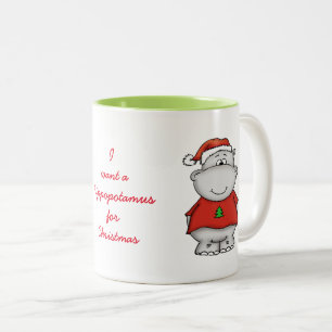 Ich will einen Hippopotamus für Weihnachten Zweifarbige Tasse