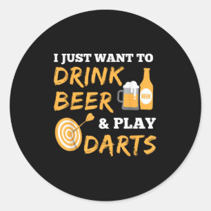 Ich will einfach nur Bier trinken und Darts spiele Runder Aufkleber