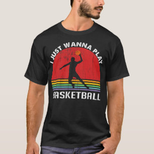 Ich will gerade Basketball spielen - Retro Sunset T-Shirt