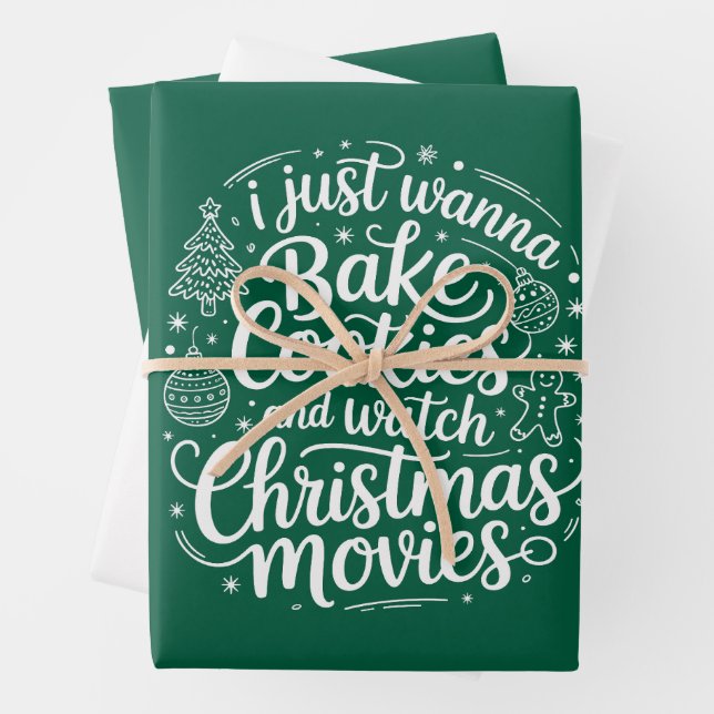 Ich will gerade Cookies backen Weihnachtsfilme ans Geschenkpapier Set (Beispiel)