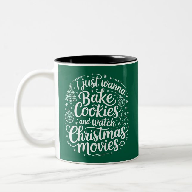 Ich will gerade Cookies backen Weihnachtsfilme ans Zweifarbige Tasse (Links)