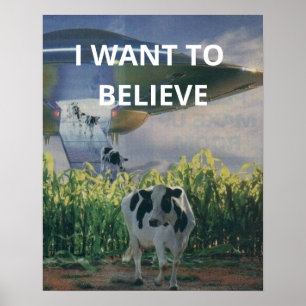 Ich Will Glauben, Retro 90er, Alien-Kuh Malerei Poster