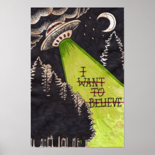 Ich will glauben, Retro-Film 90er, Alien UFO Poster