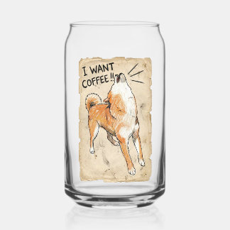 Ich will Kaffee – schreiender Shiba Inu Vintage-Sk Dosenglas