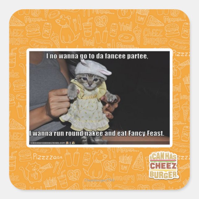 Ich will nicht zu da Fancer Party gehen Quadratischer Aufkleber (Vorderseite)