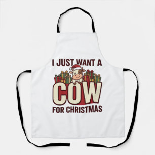 Ich will nur eine Kuh zu Weihnachten Lustiges Kuh- Schürze