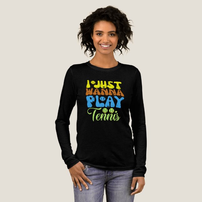 Ich will nur Tennis spielen Tri-Blend Shirt (Volle Vorderseite)