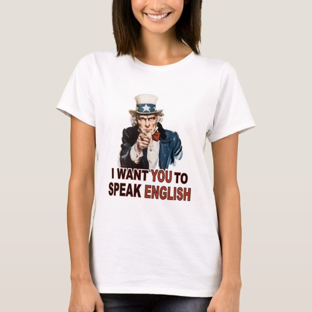 Ich will Sie, um englisches Damen-Baby zu sprechen T-Shirt (Vorderseite)