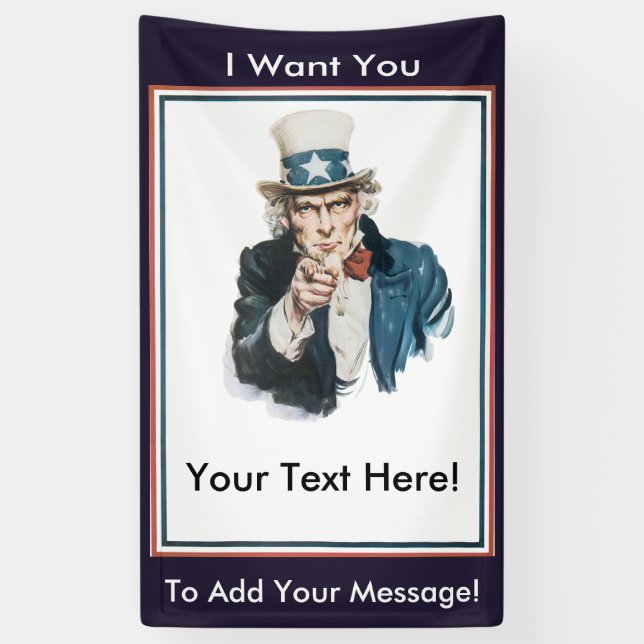 ICH WILL SIE Uncle Sam, um Ihre eigene Mitteilung Banner (Vertikal)