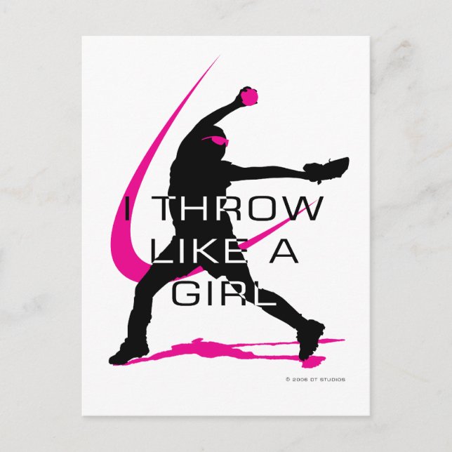Ich wirke wie ein Girl Pink Softball Postkarte (Vorderseite)