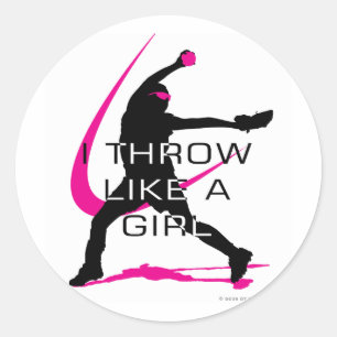 Ich wirke wie ein Girl Pink Softball Runder Aufkleber