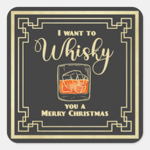 Ich woll dir eine fröhliche Weihnachtskarte zu Wh Quadratischer Aufkleber