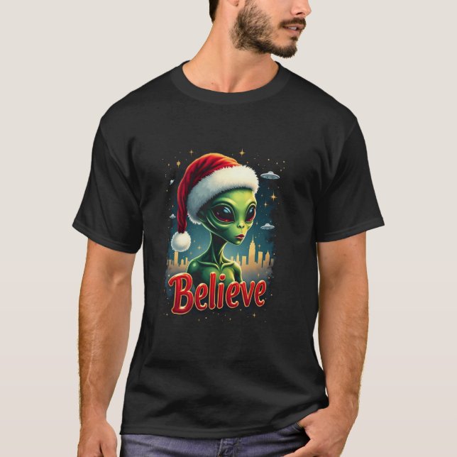 Ich Wollte, Außerirdischen UFO Funny Alien Weihnac T-Shirt (Vorderseite)