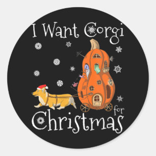 Ich Wollte Corgi zu Weihnachten Funny Santa Corgi  Runder Aufkleber