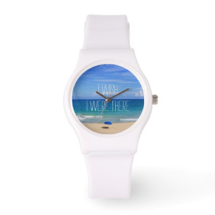 Ich wollte, dass ich dort Zitat Blue Beach Umbrell Armbanduhr