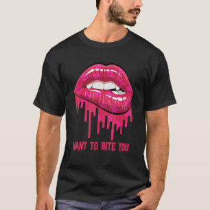 Ich Wollte, dir Halloween-Vampirfangs-Weibchen zu T-Shirt