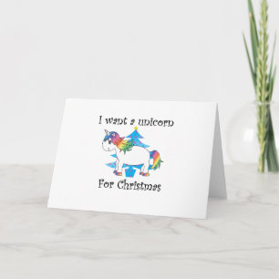 Ich wollte ein Einhorn für den Weihnachtsbaum Feiertagskarte