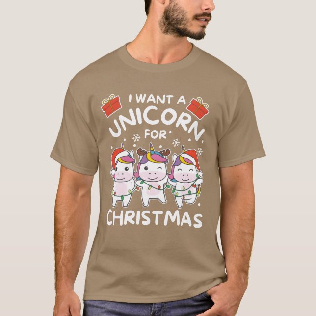 Ich Wollte ein Einhorn für Weihnachten Niedliche E T-Shirt (Vorderseite)
