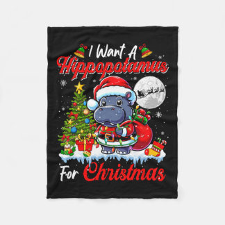 Ich Wollte ein Hippo für Weihnachten Niedlichen We Fleecedecke