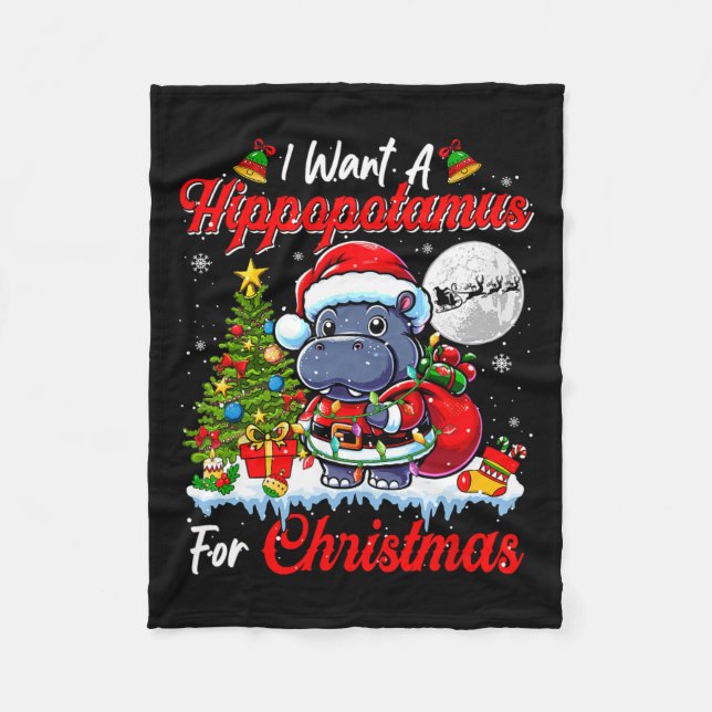 Ich Wollte ein Hippo für Weihnachten Niedlichen We Fleecedecke (Vorderseite)