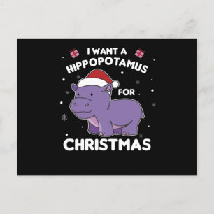 Ich Wollte ein Hippo für Weihnachten süße Hippos Postkarte