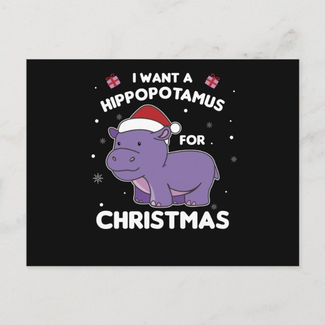Ich Wollte ein Hippo für Weihnachten süße Hippos Postkarte (Vorderseite)