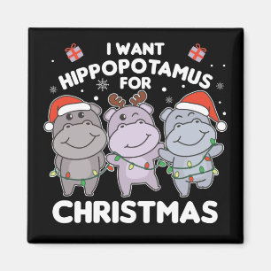 Ich Wollte ein Hippo für Weihnachten Sweet Hippos Magnet