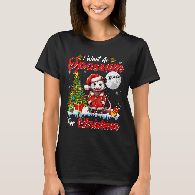 Ich Wollte ein Opossum für Weihnachten Niedlichen  T-Shirt (Vorderseite)