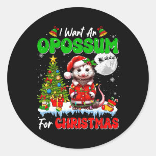 Ich Wollte ein Opossum für Weihnachten Weihnachtsf Runder Aufkleber