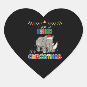Ich Wollte ein Rhino für Weihnachten Rhino Funny W Herz-Aufkleber