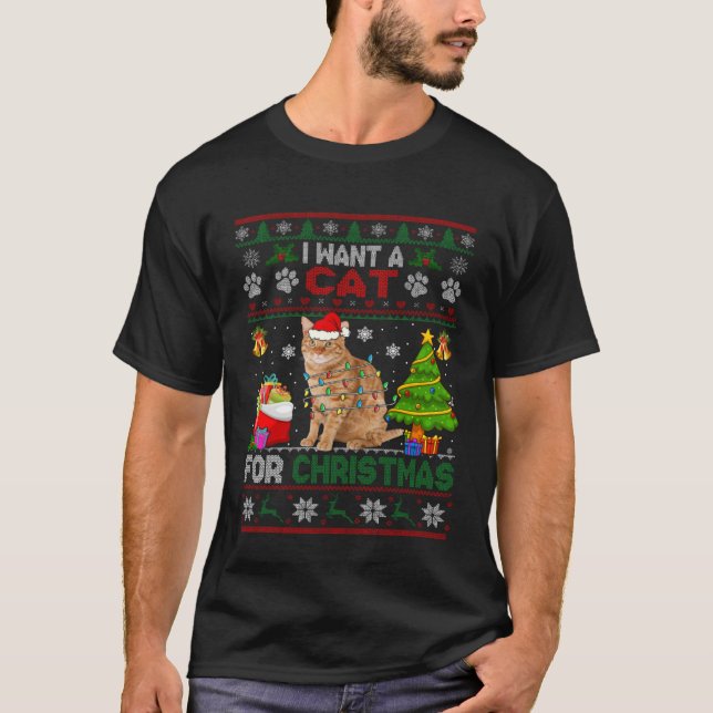Ich Wollte eine Katze für Weihnachten Sweater Cat  T-Shirt (Vorderseite)