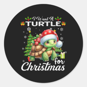 Ich Wollte eine Schildkröte für Weihnachten Niedli Runder Aufkleber