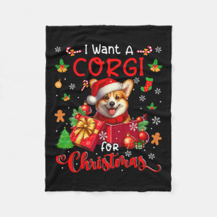 Ich Wollte einen Corgi für den Weihnachtsbesitzer  Fleecedecke