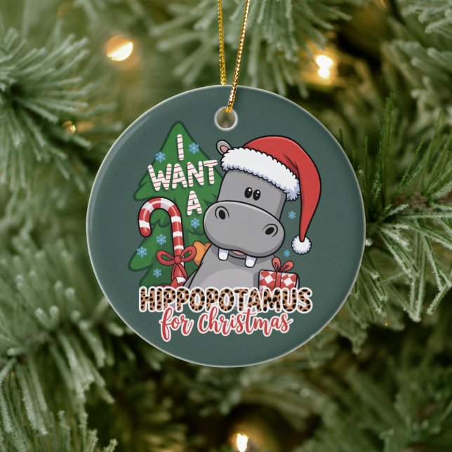 Ich Wollte einen Hippopotamus für die Weihnachtsfa Keramik Ornament (Baum)