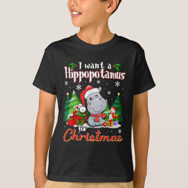 Ich Wollte einen Hippopotamus für Weihnachten Funn T-Shirt (Vorderseite)