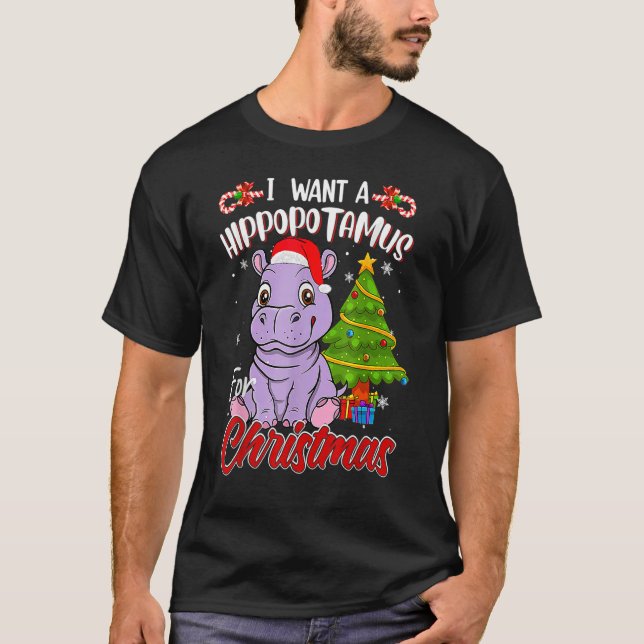 Ich Wollte einen Hippopotamus für Weihnachten Hipp T-Shirt (Vorderseite)