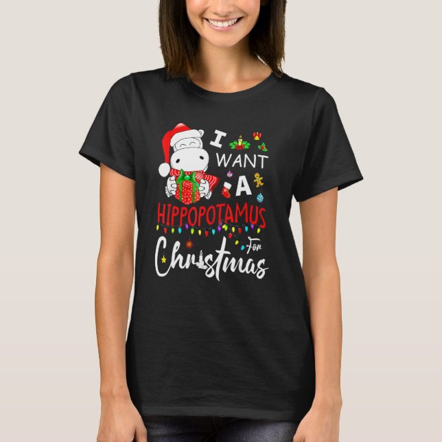 Ich Wollte einen Hippopotamus für Weihnachten Hipp T-Shirt (Vorderseite)