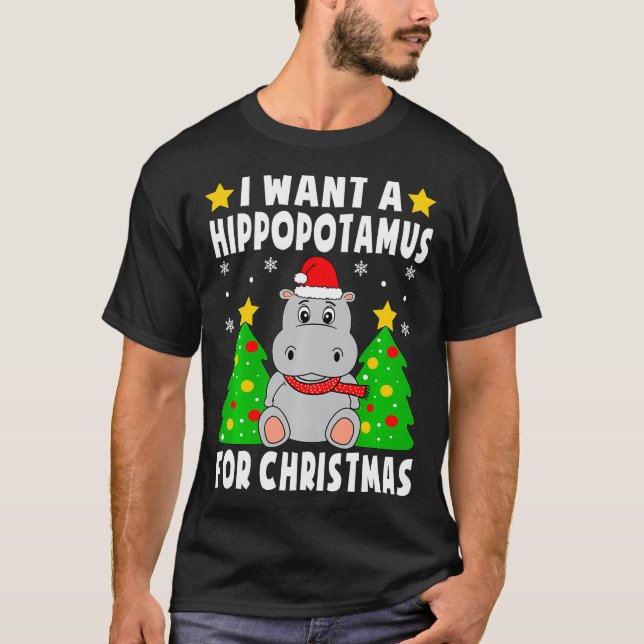 Ich Wollte einen Hippopotamus für Weihnachten Hipp T-Shirt (Vorderseite)