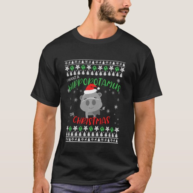 Ich Wollte einen Hippopotamus für Weihnachten Hipp T-Shirt (Vorderseite)