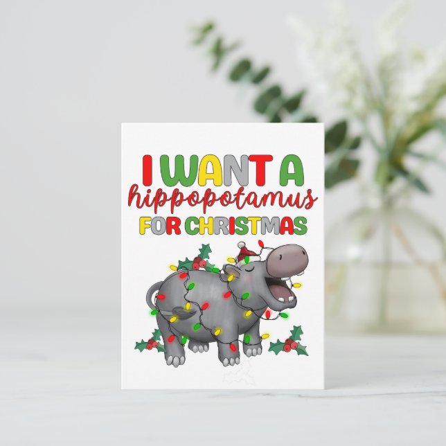Ich Wollte einen Hippopotamus für Weihnachten lust Postkarte (Stehend Vorderseite)