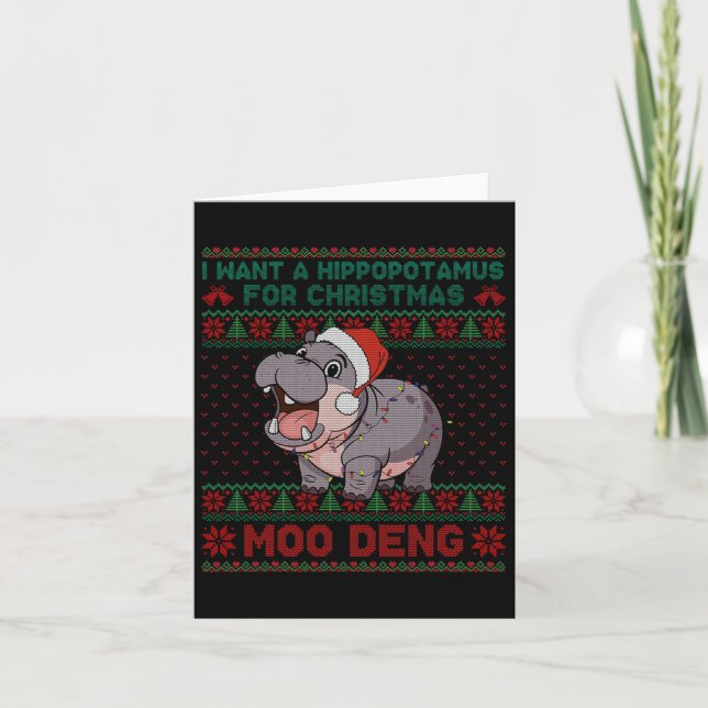 Ich Wollte einen Hippopotamus für Weihnachten Moo  Karte (Vorderseite)