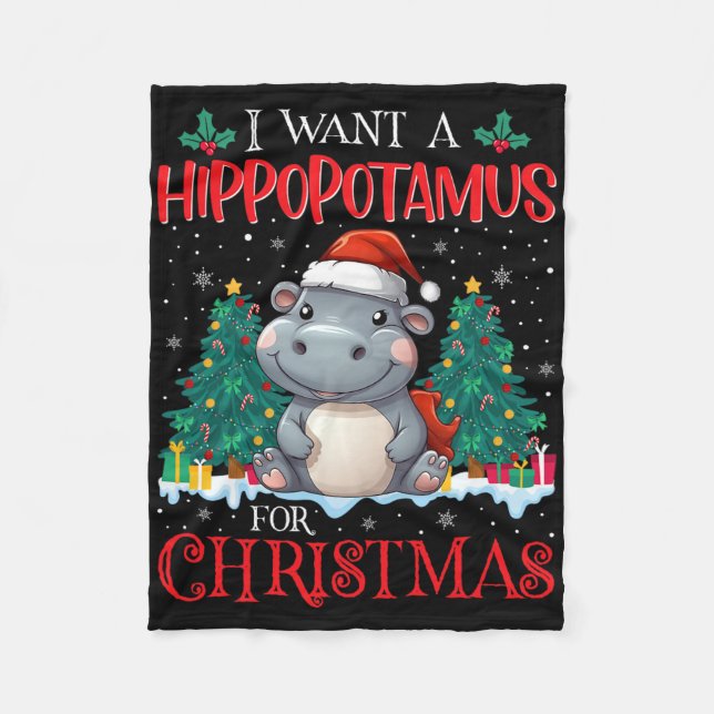 Ich Wollte einen Hippopotamus für Weihnachten Weih Fleecedecke (Vorderseite)