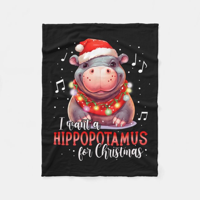 Ich Wollte einen Hippopotamus für Weihnachten Weih Fleecedecke (Vorderseite)