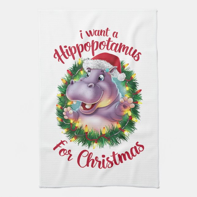 Ich Wollte einen Hippopotamus für Weihnachten Weih Geschirrtuch (Vertikal)