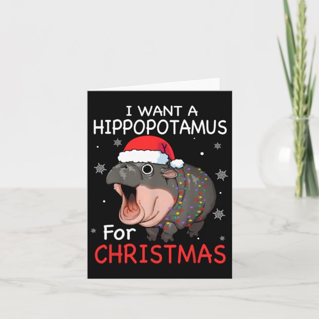Ich Wollte einen Hippopotamus für Weihnachten Weih Karte (Vorderseite)