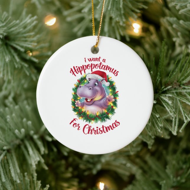 Ich Wollte einen Hippopotamus für Weihnachten Weih Keramik Ornament (Baum)